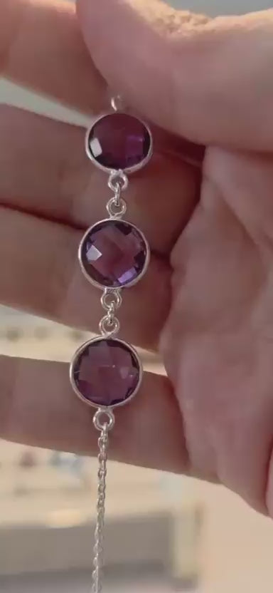 Pulseira em Prata 925 e Ametistas Naturais