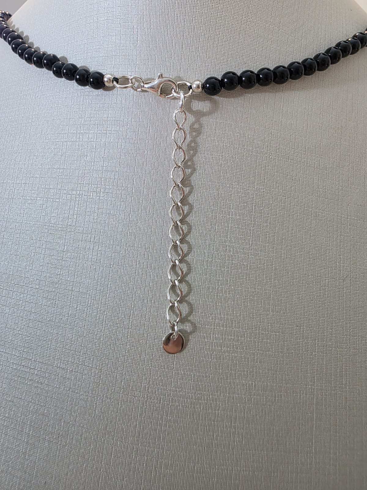 Colar em Prata 925 e Ágata  Negra Cel39