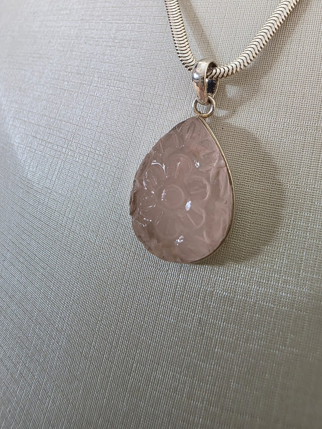 Pingente em Prata 925 e Qtz Rosa pgt113a