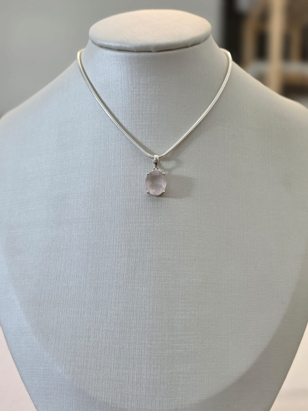 Pingente em Prata 925 e Quartzo Rosa pgt128b