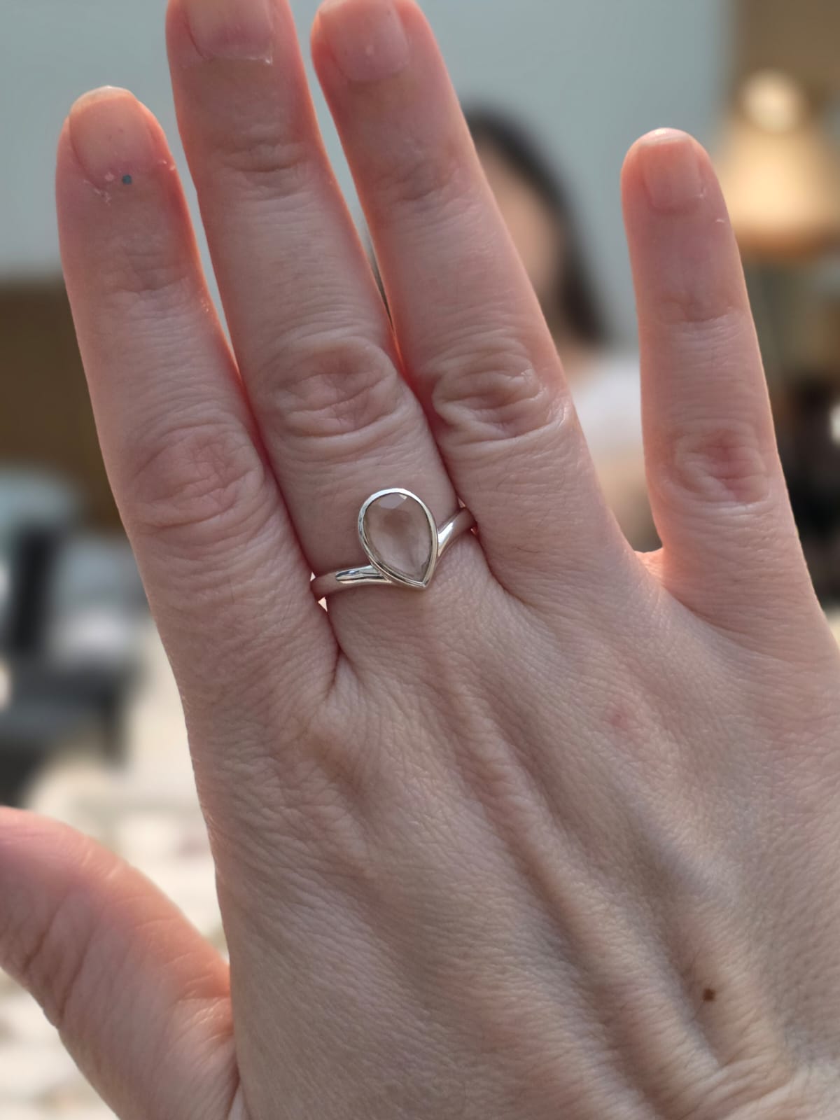 Anel em Prata 925 e Cristal de Quartzo Rosa af 454b