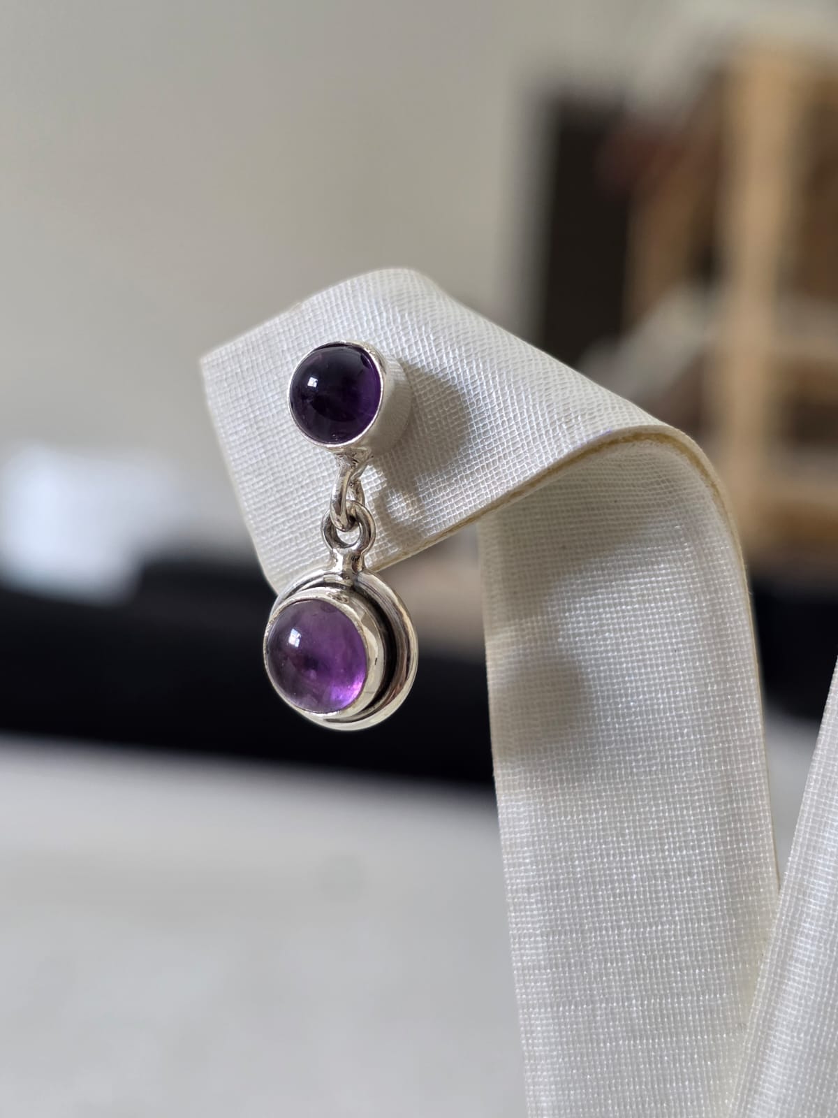 Brinco em Prata 925 e Ametista 258b