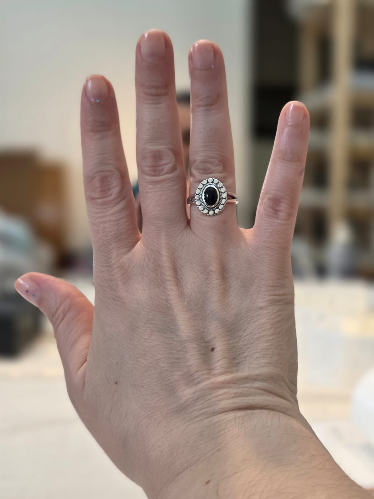 Anel de Prata 925 e Ônix Af386e