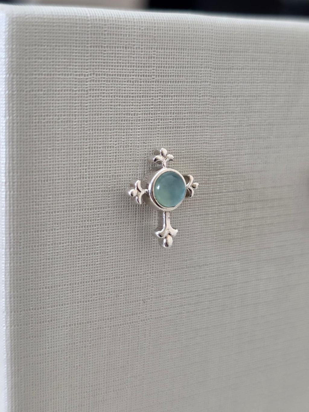 Brinco em Prata 925 e Calcedonia Azul 274a