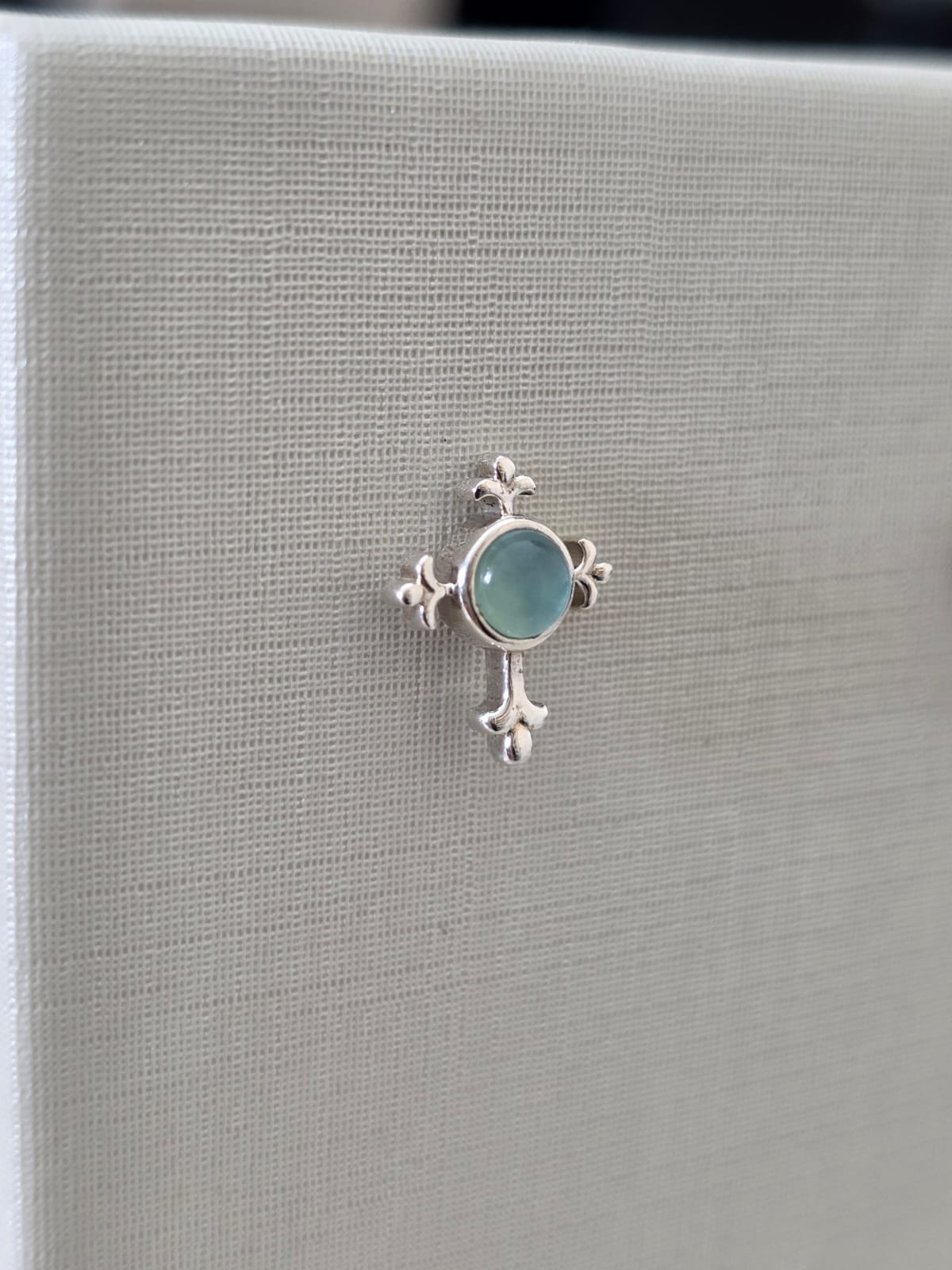 Brinco em Prata 925 e Calcedonia Azul 274a