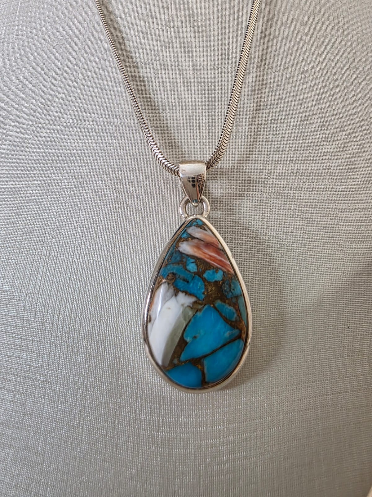Pingente em Prata 925 e  Turquesa Mohave pgt44