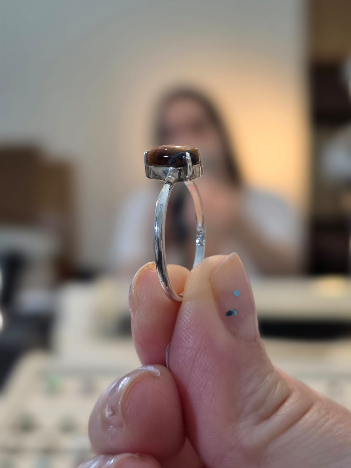 Anel em Prata 925 e Olho de Tigre af474d