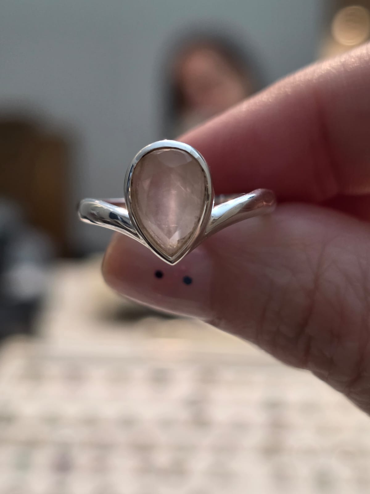 Anel em Prata 925 e Cristal de Quartzo Rosa af 454b