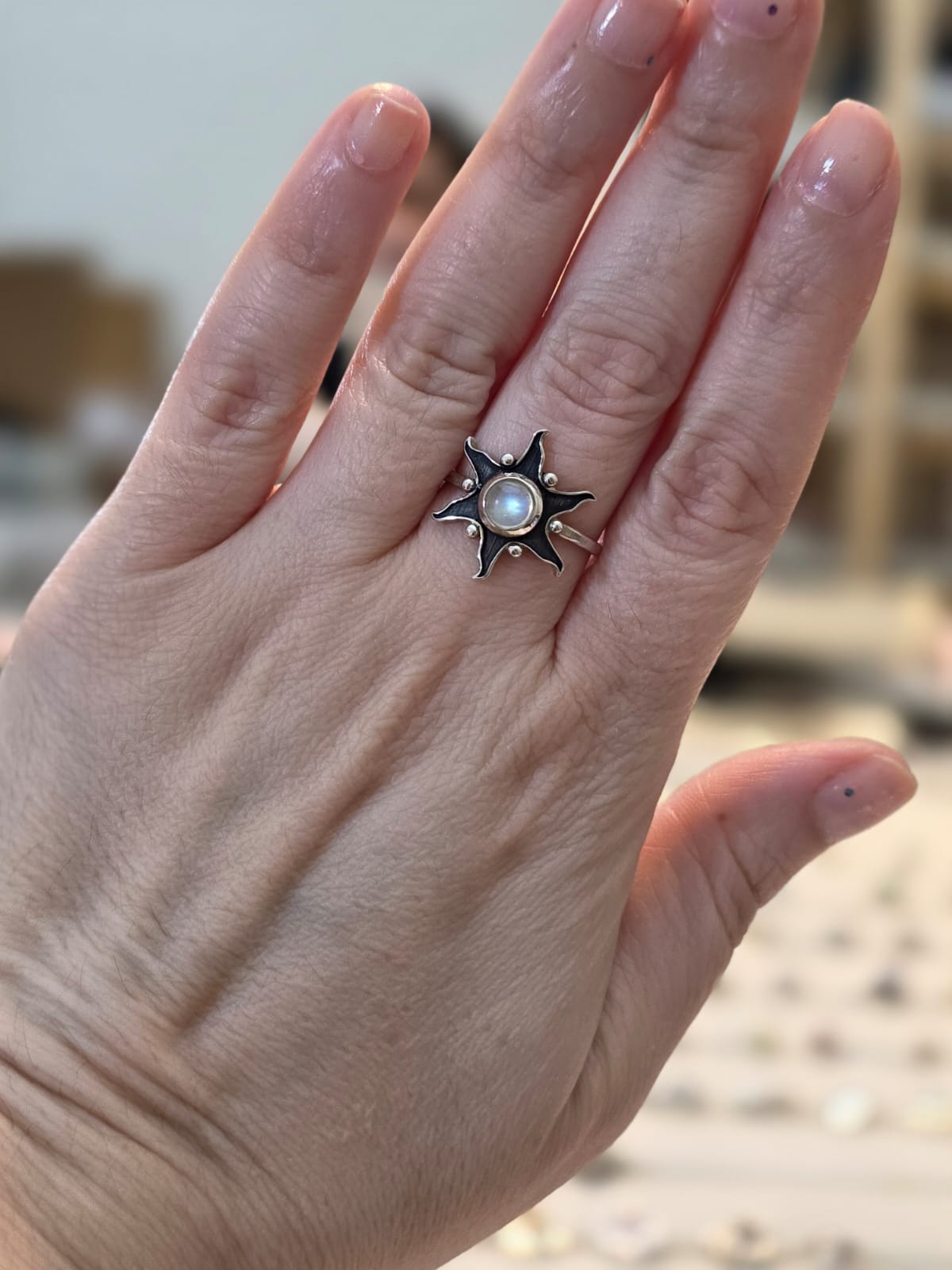 Anel em Prata 925 e Pedra da Lua af502b