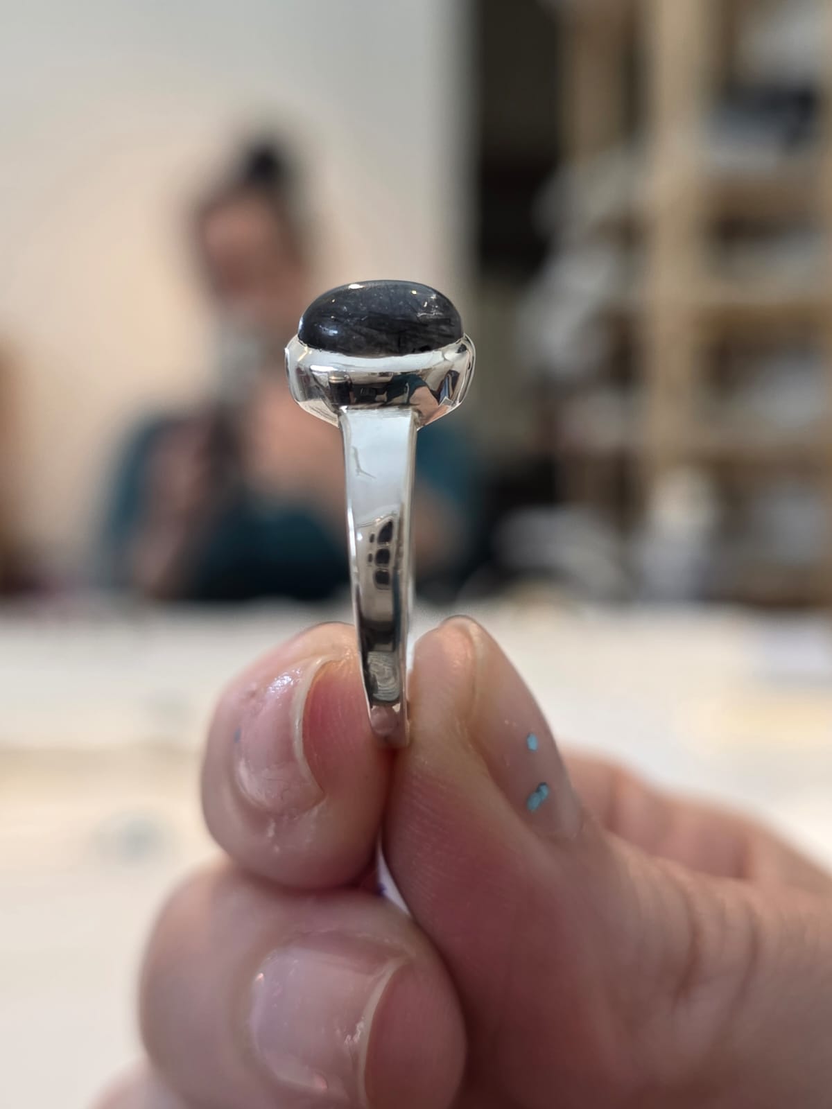 Anel em Prata 925 e Cristal de Quartzo Rutilado af537