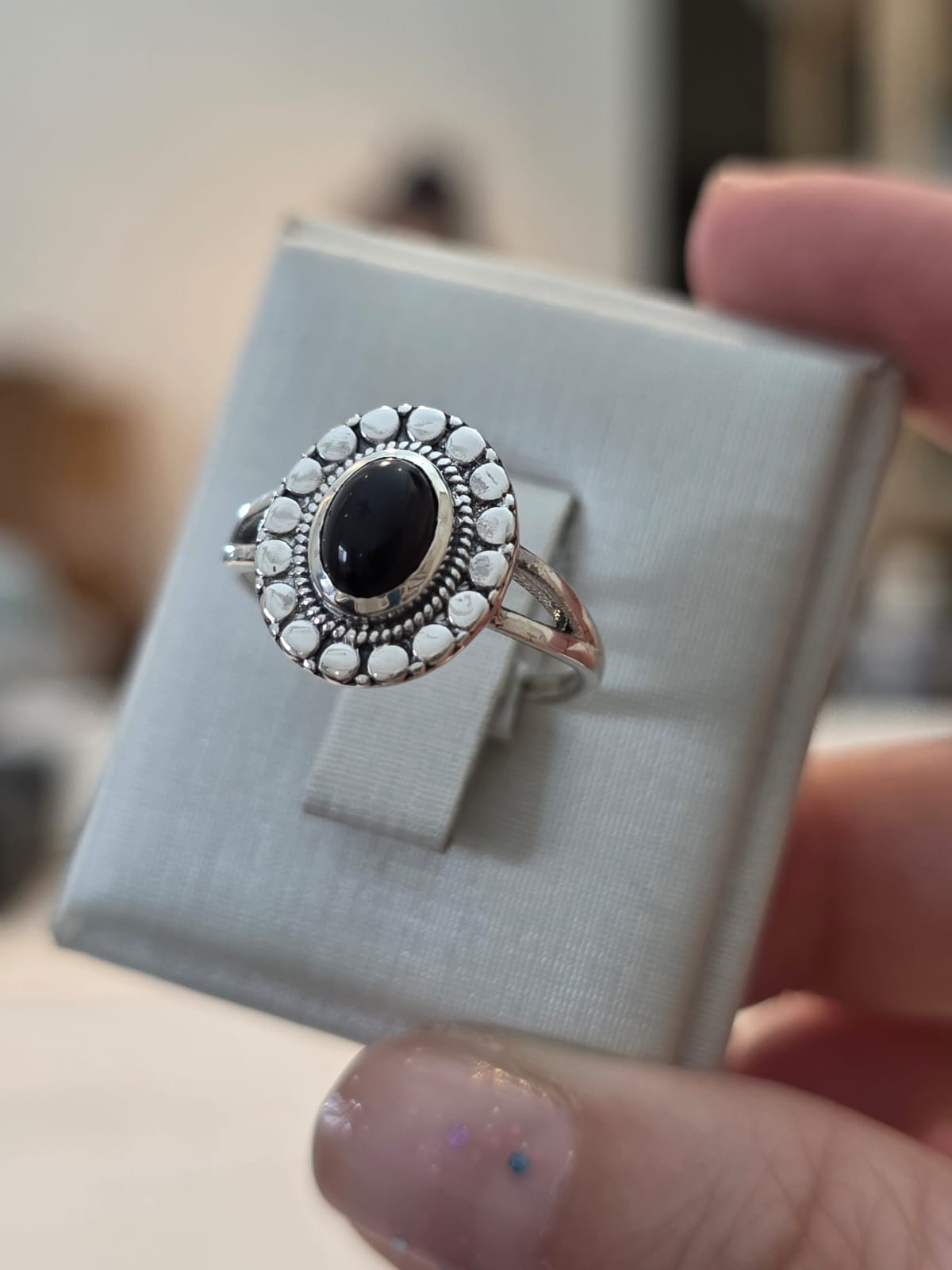 Anel de Prata 925 e Ônix Af386e