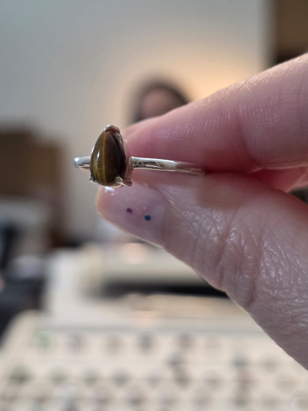 Anel em Prata 925 e Olho de Tigre af474d