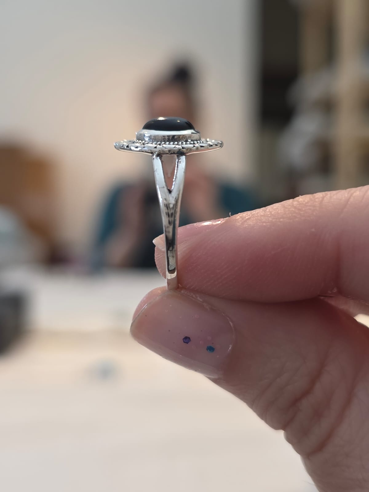 Anel de Prata 925 e Ônix Af386e