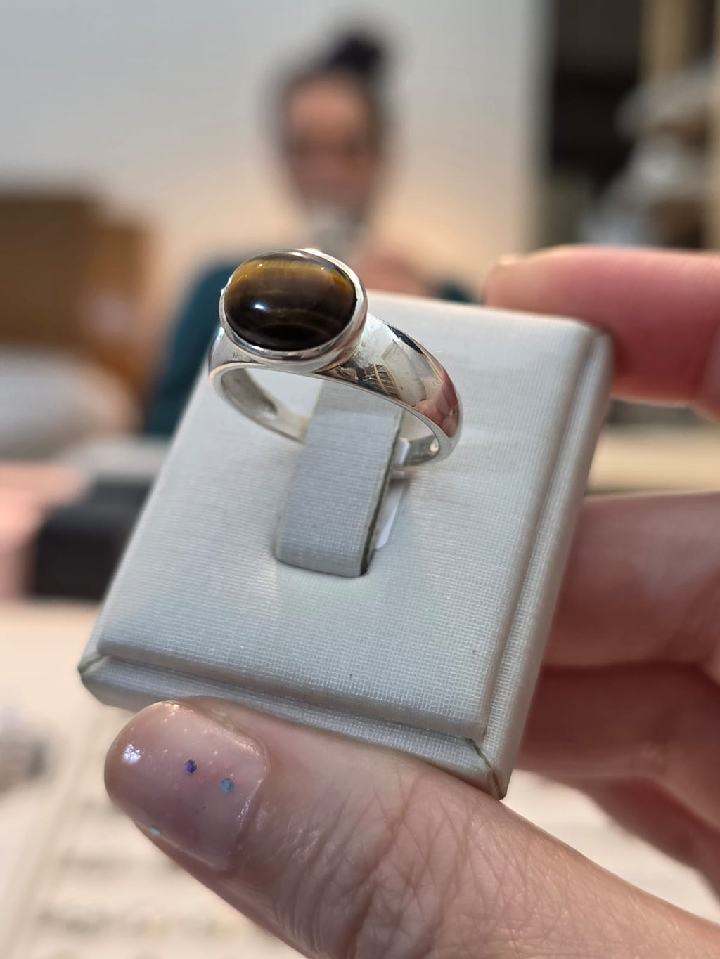 Anel em Prata 925 e Olho de Tigre af508a