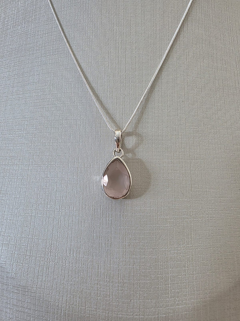Pingente em Prata 925 e Qtz Rosa pgt127b