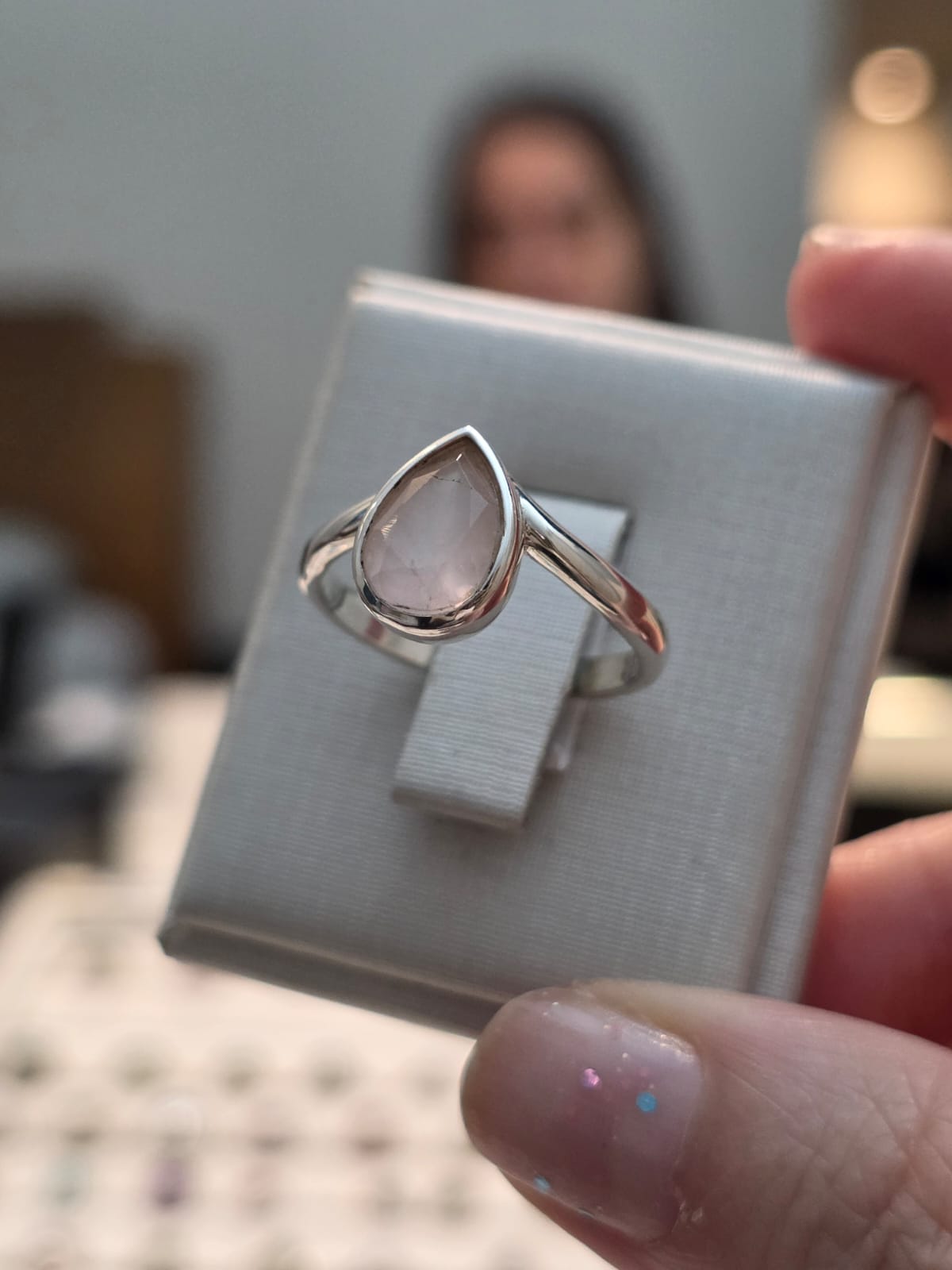 Anel em Prata 925 e Cristal de Quartzo Rosa af 454b