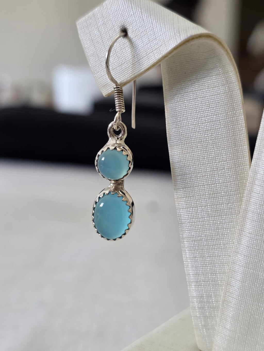 Brinco em Prata 925 e Calcedonia Azul 273