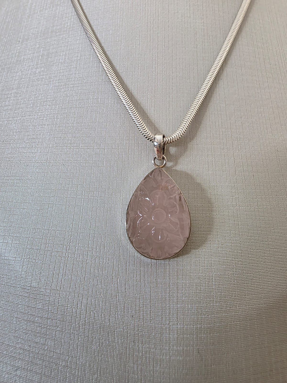 Pingente em Prata 925 e Qtz Rosa pgt113a