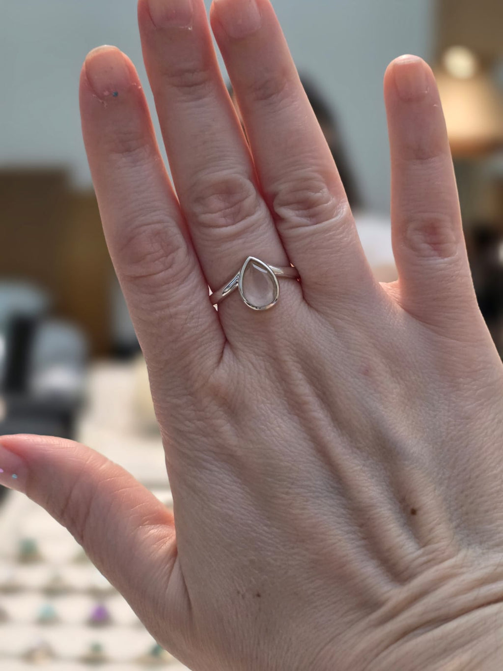 Anel em Prata 925 e Cristal de Quartzo Rosa af 454b