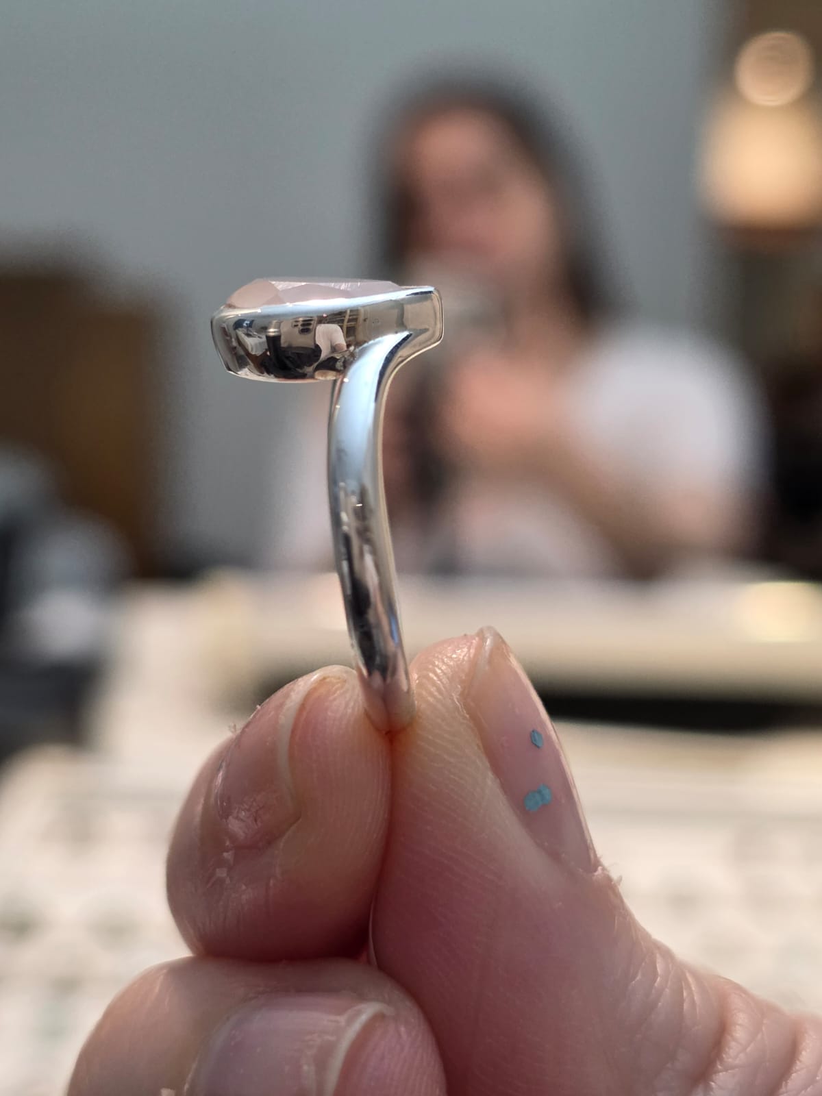 Anel em Prata 925 e Cristal de Quartzo Rosa af 454b