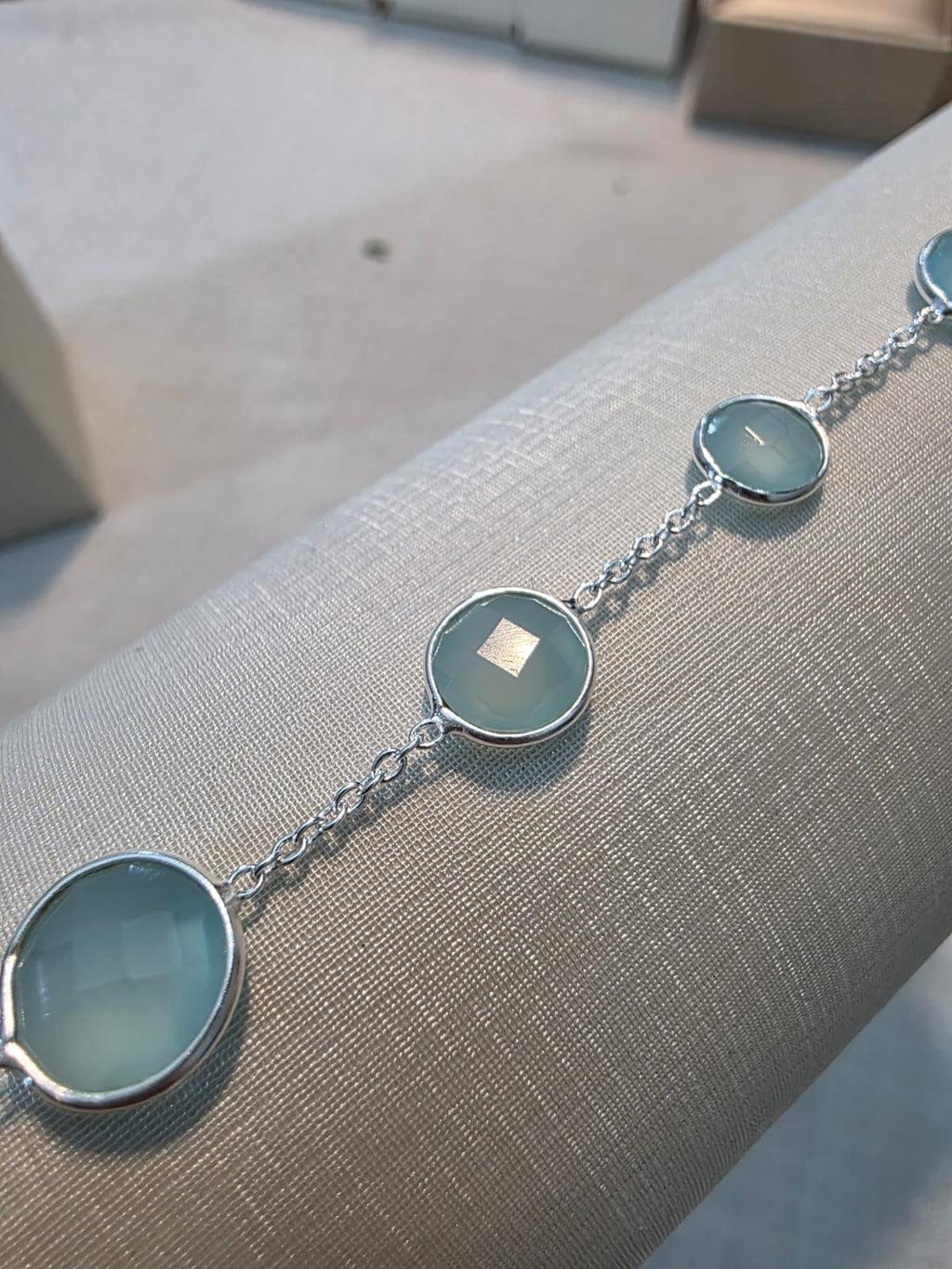 Pulseira em Prata 925 e Calcedonia P65a